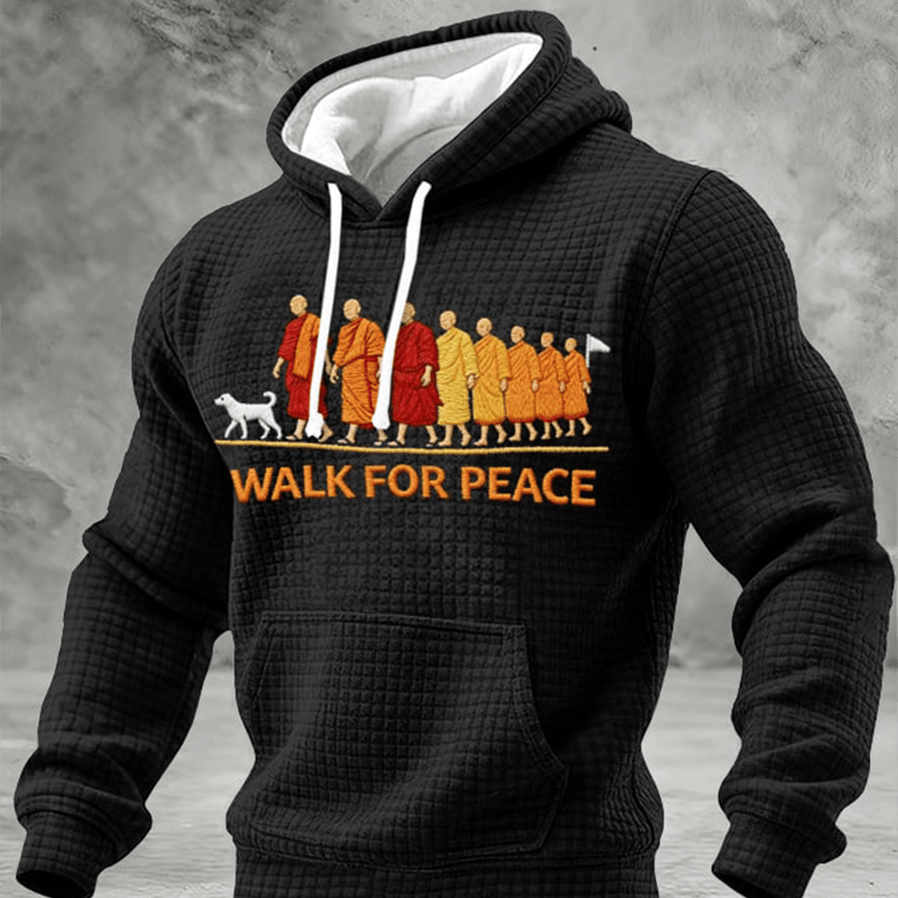Walk For Peace Monks With Aloka Dog Print Hoodie Walk For Peace Hooded Sweatshirt