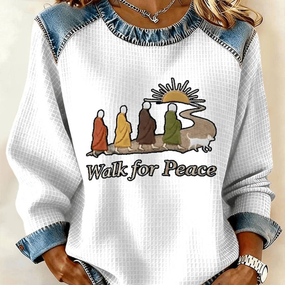 Walk For Peace Monks With Aloka Dog Sweatshirt Trendy Spiritual Apparel Gift For Her