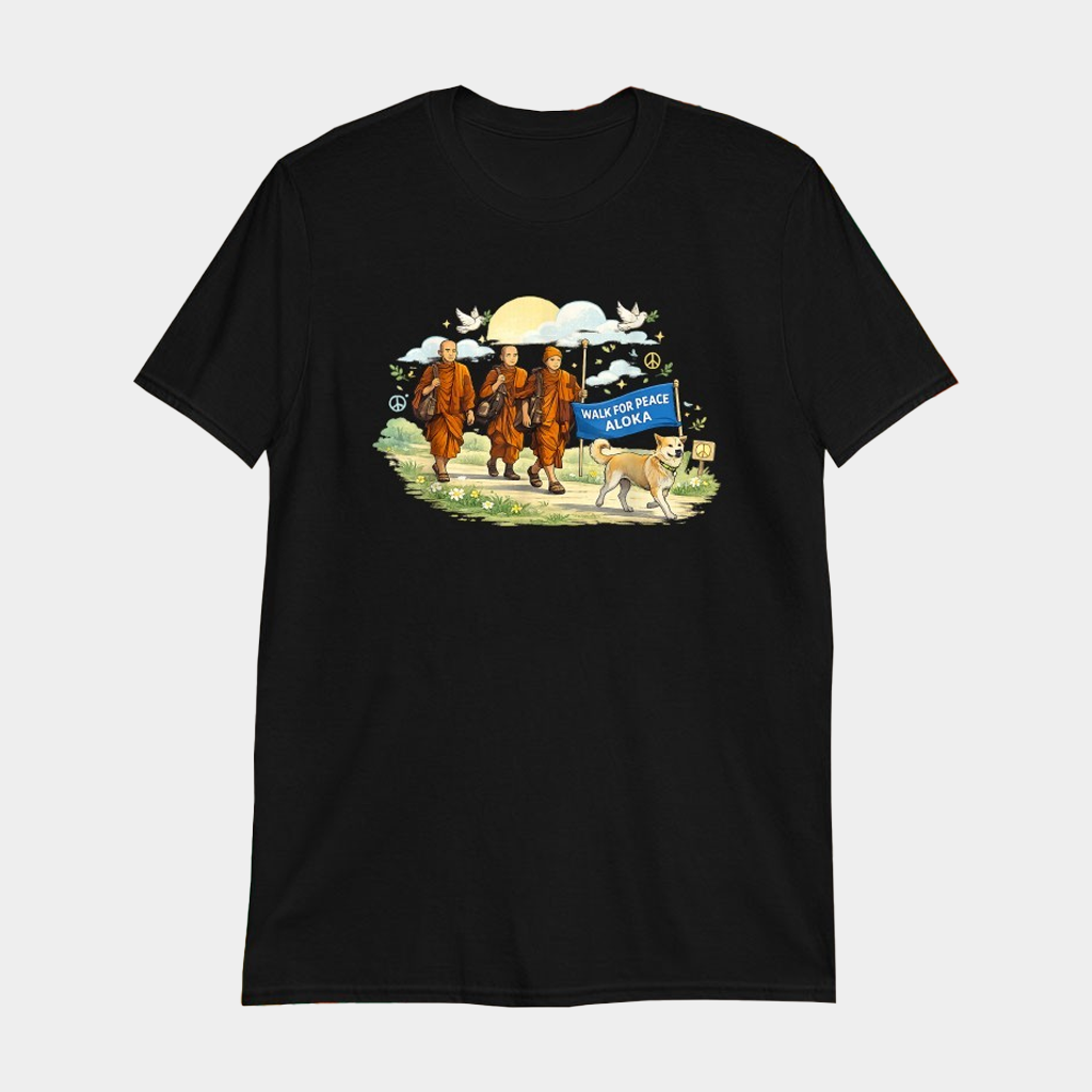 Walk For Peace Monks With Aloka Dog T-Shirt Birthday Gift For Brother