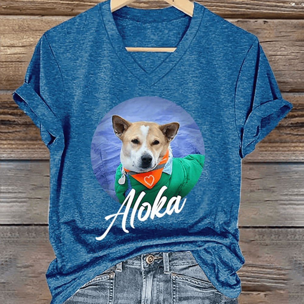 Walk For Peace Monks With Aloka Dog V-Neck Shirt Aloka Dog Shirt Best Gift For Dog Lovers