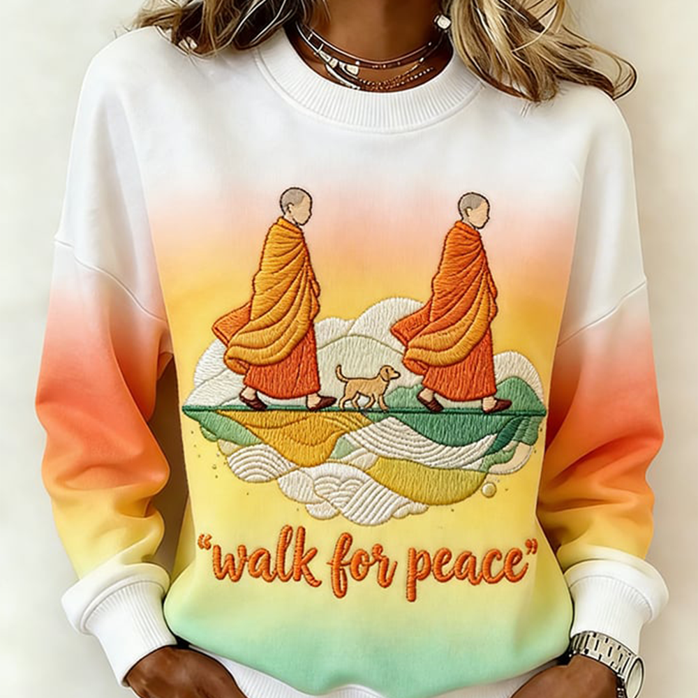 Walk For Peace Sweatshirt Buddhist Monks Aloka Dog Trendy Clothing Spiritual Gifts