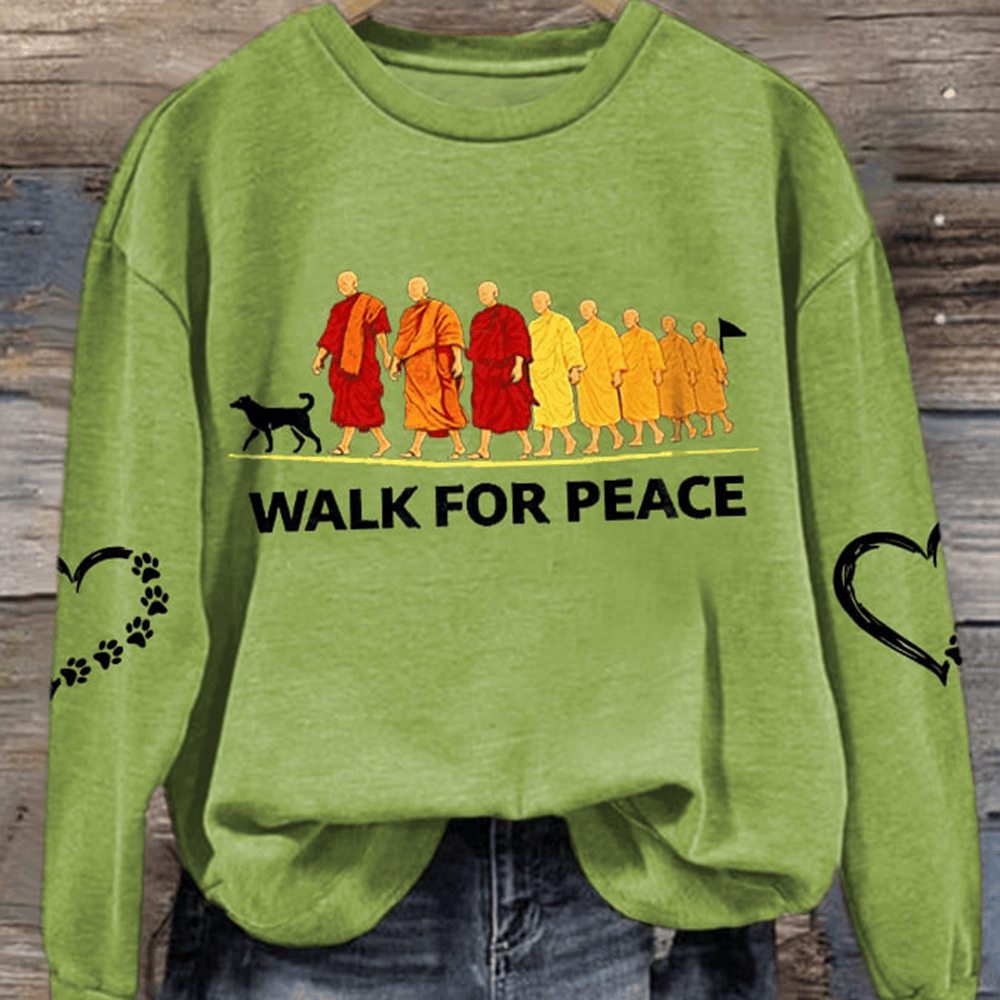 Walk For Peace Sweatshirt Buddhist Monks Peace Walking Monks With Aloka Dog Walk For Peace Merch