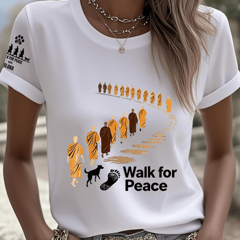 Walk For Peace T-Shirt Mindfulness And Compassion Monks Aloka Clothing