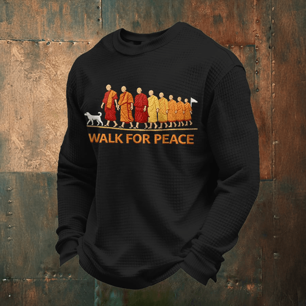 Walk For Peace With Aloka Dog Buddhist Monks Long Sleeve Shirt Monks Aloka Clothing Line