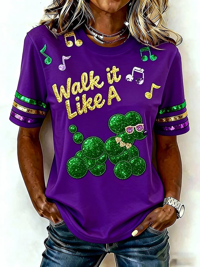 Walk It Like A Dog Mardi Gras Shirt For Women's Mardi Gras Apparel Gift For Mother