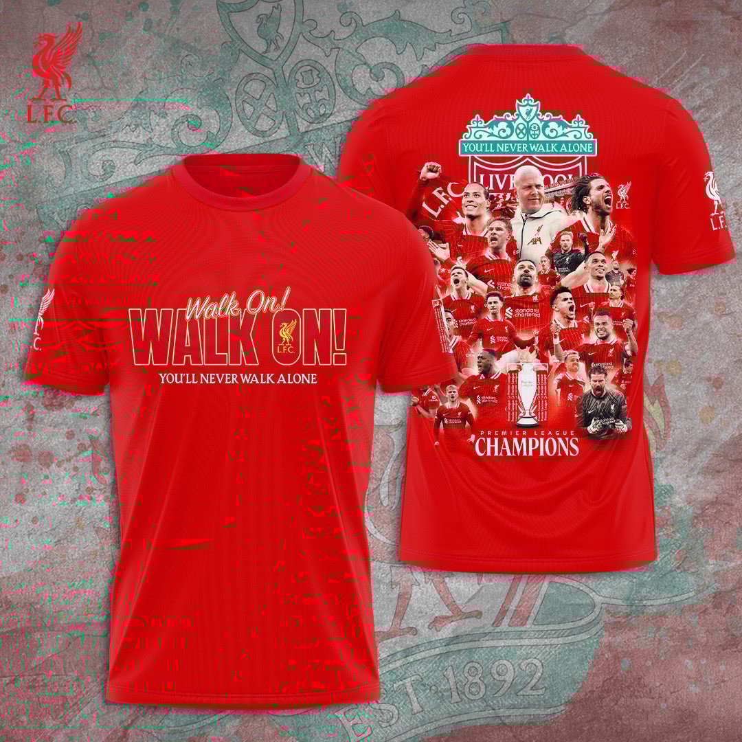 Walk On FC Liverpool Premium League Champions T-Shirt Football Themed Gifts