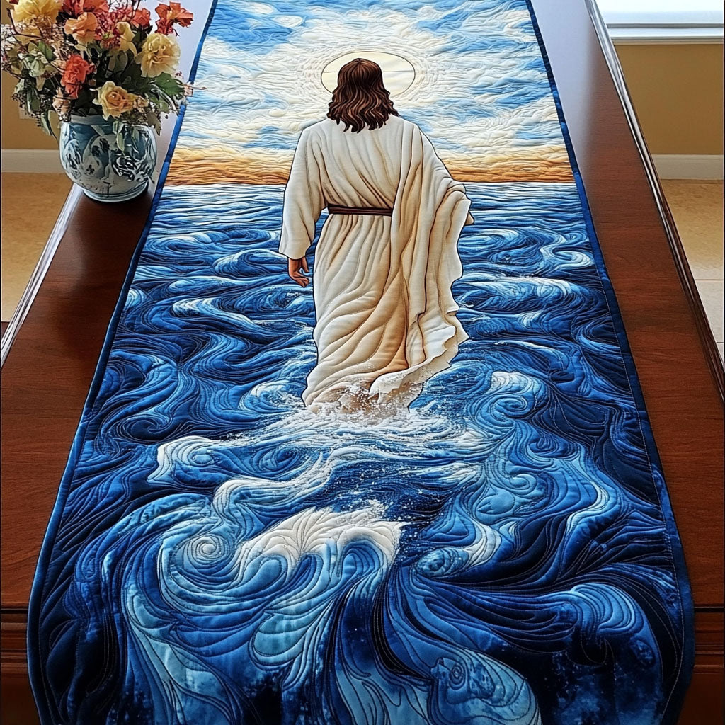 Walk on Water Quilted Table Runner Christmas Holiday Table Runners Gifts For Religious Woman