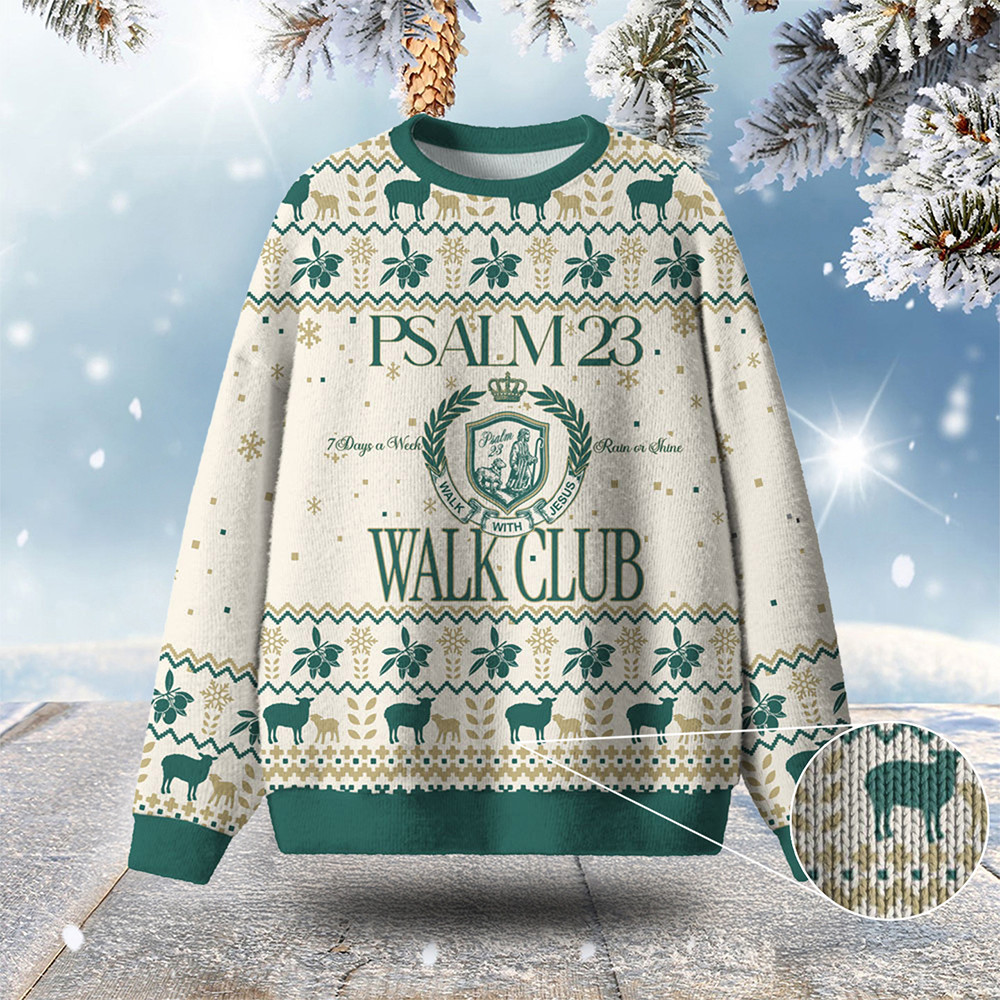 Walk With Jesus Ugly Christmas Sweater Psalm Bible Winter Clothing Christian Christmas Gifts