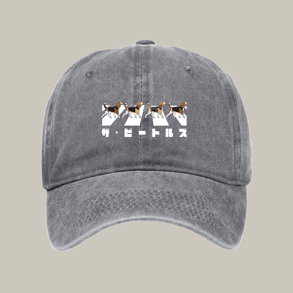 Walking Beagles Washed Cap Cute Baseball Cap Presents For Beagle Lovers