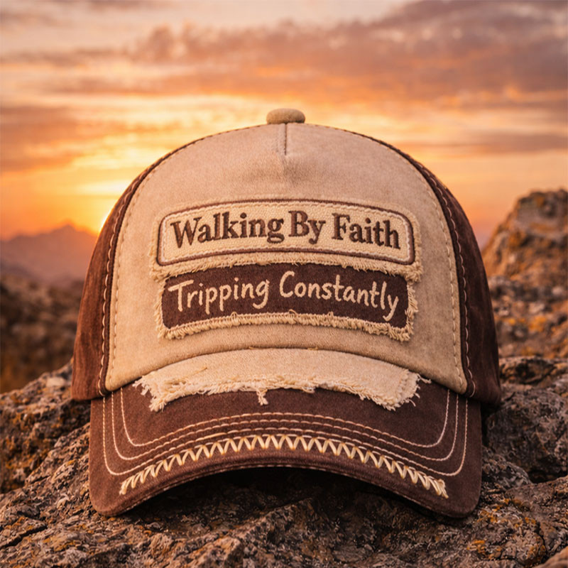 Walking By Faith Tripping Constantly Hat Faith Based Baseball Cap Christian Themed Gift
