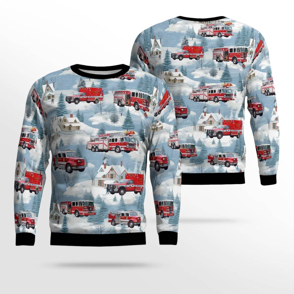 Wallingford Connecticut Wallingford Fire Department Christmas AOP Ugly Sweater Gift For Christmas