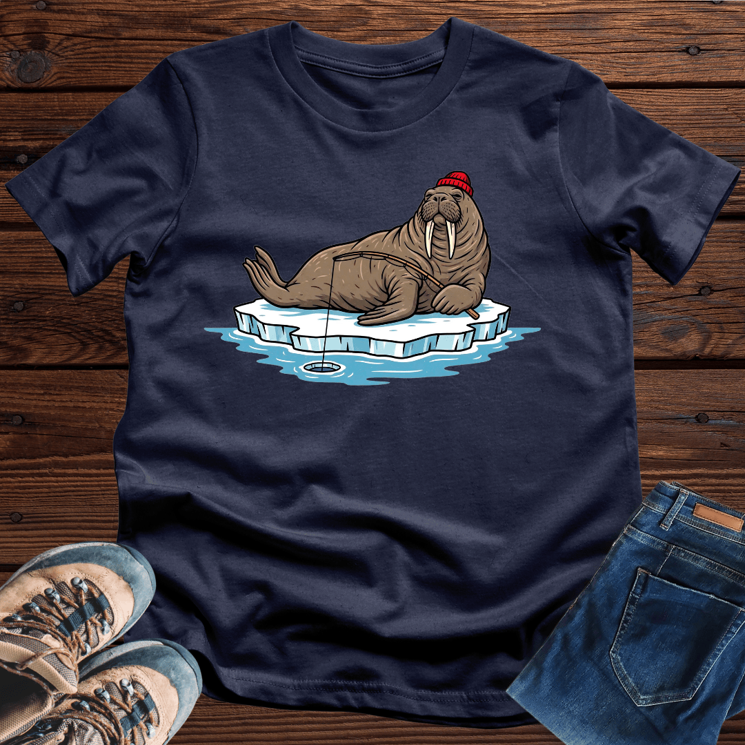 Walrus Weekend Vibes T-shirt Relaxed Walrus Catches Fish Shirt Best Fishing Clothing