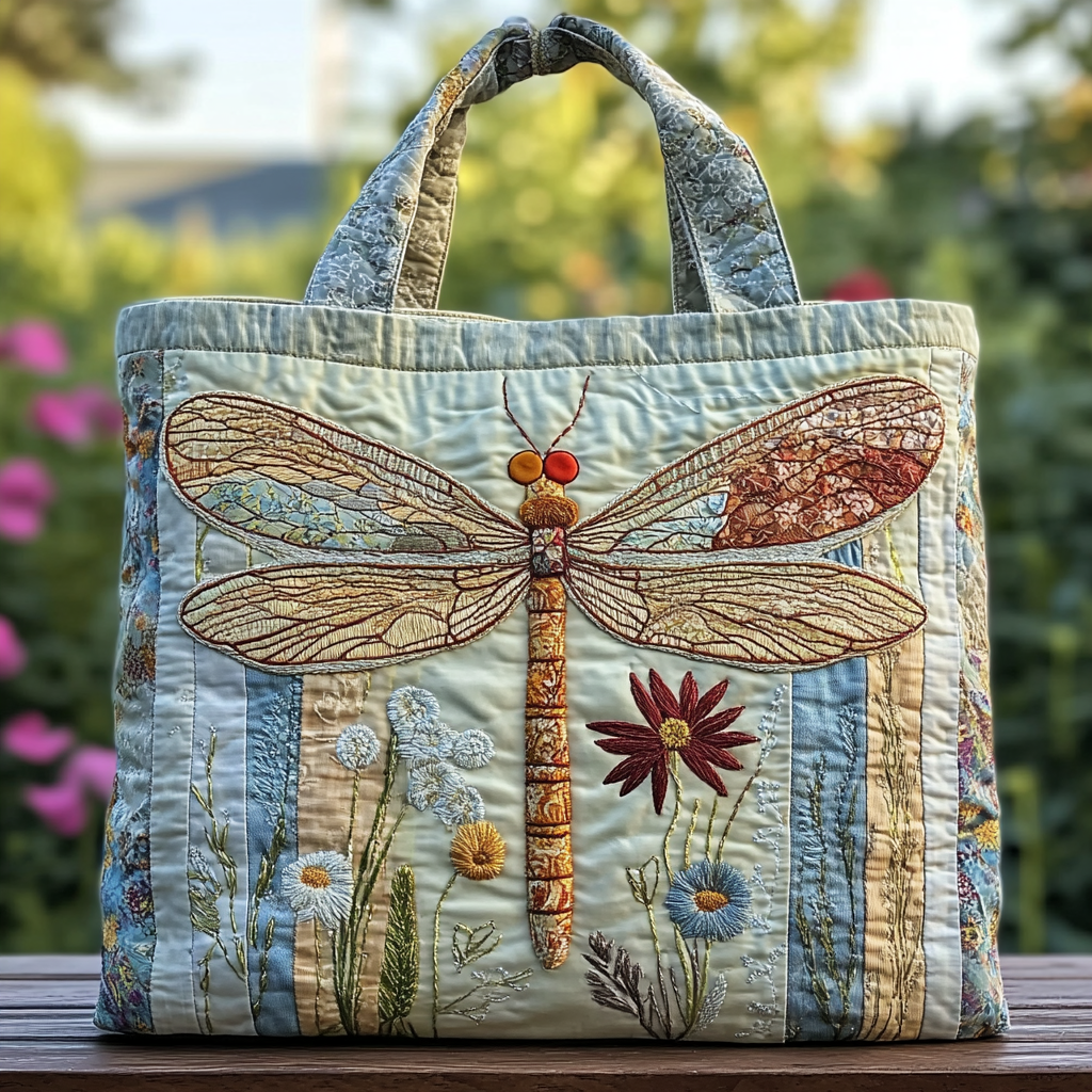 Wander Dragonfly Quilted Tote Bag Dragonfly Themed Gifts