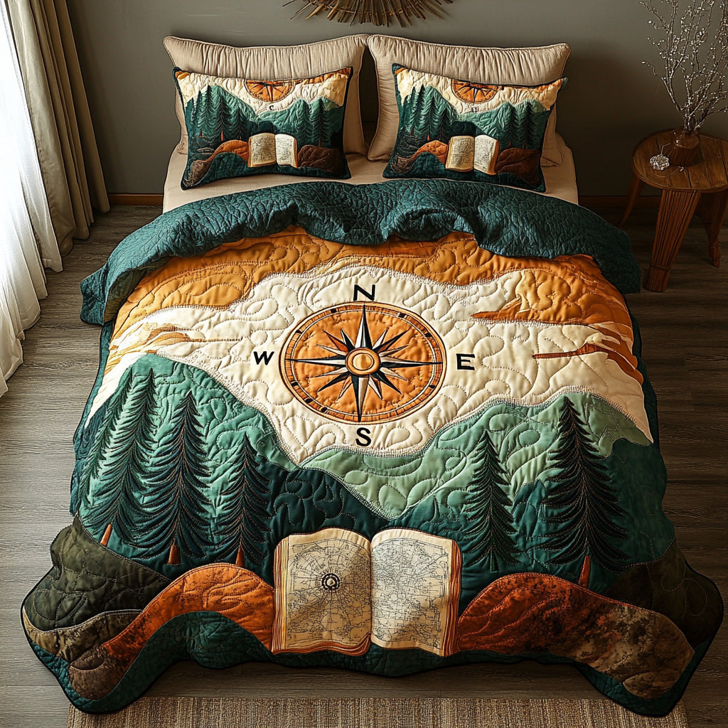 Wanderer Mark Quilted Bedding Set Aesthetic Room Decor Gifts For Adventure Lovers