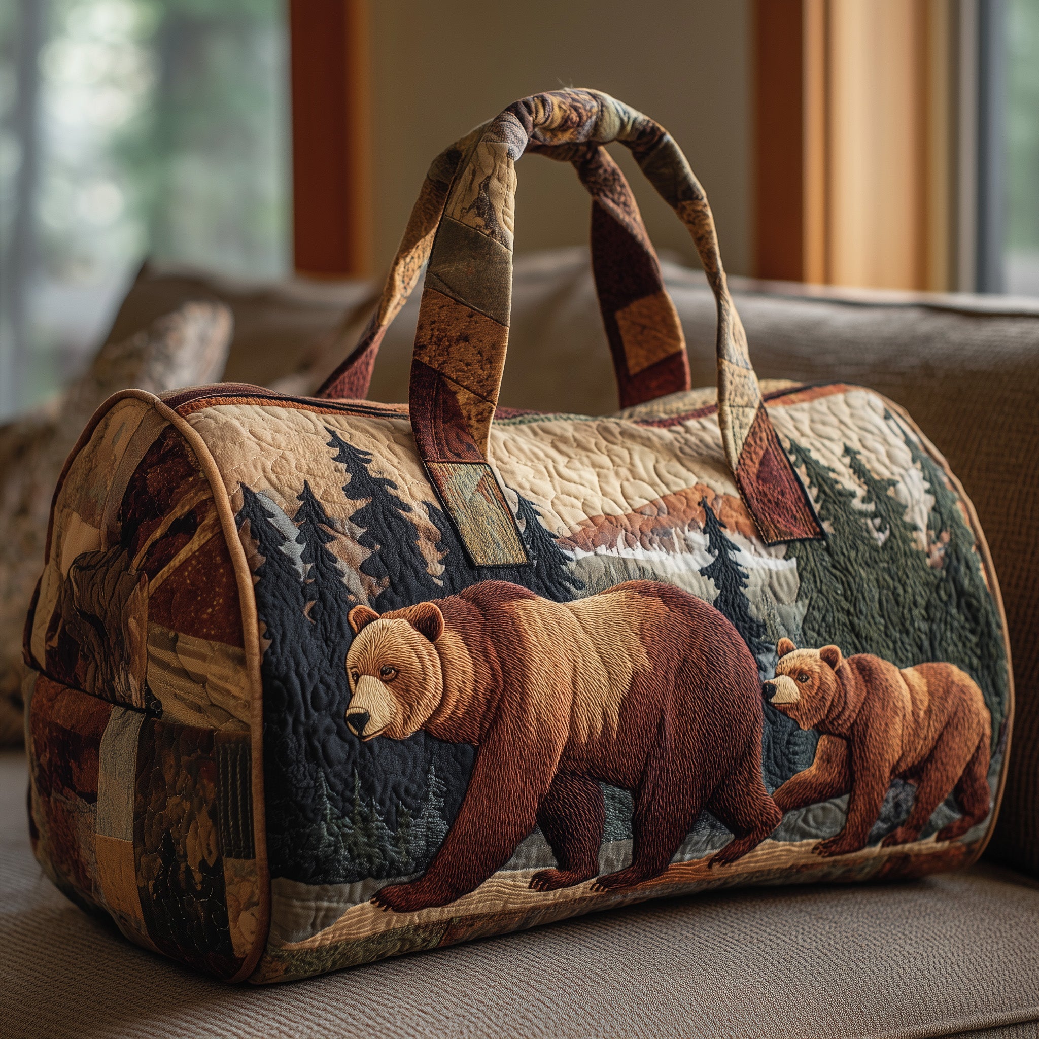 Wandering Bear Quilted Duffle Bag Gift For Her