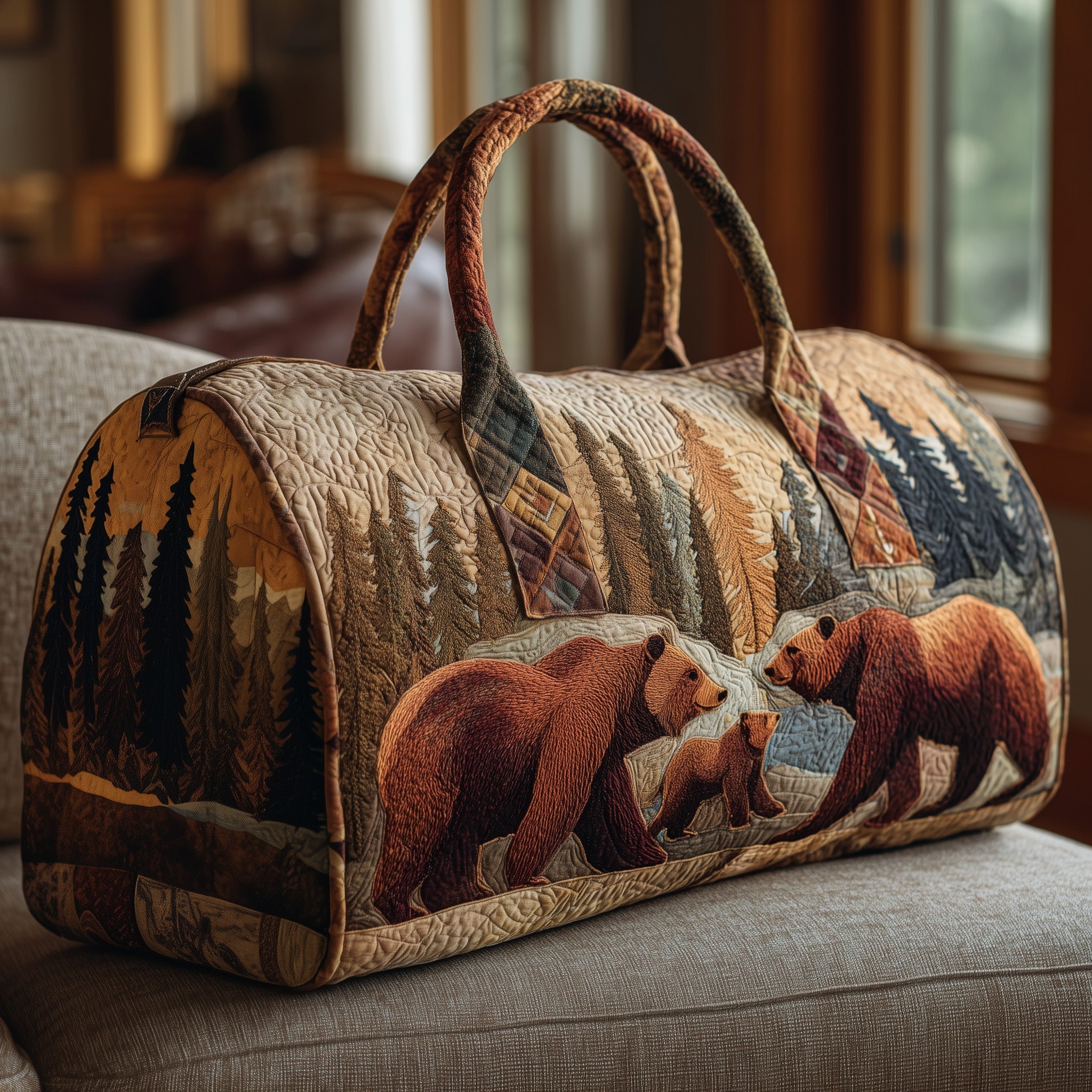 Wandering Bear Quilted Duffle Bag Gift For Him