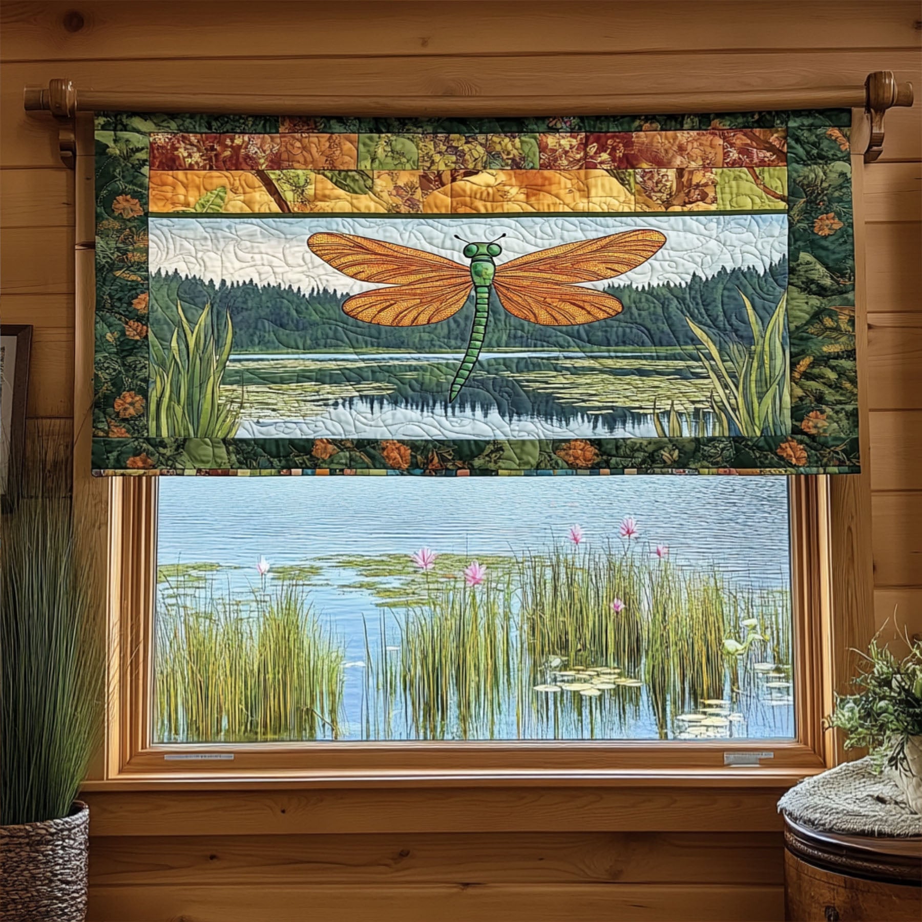 Wandering Wings Quilted Valance Christmas Kitchen Decor Gifts For Dragonfly Lovers