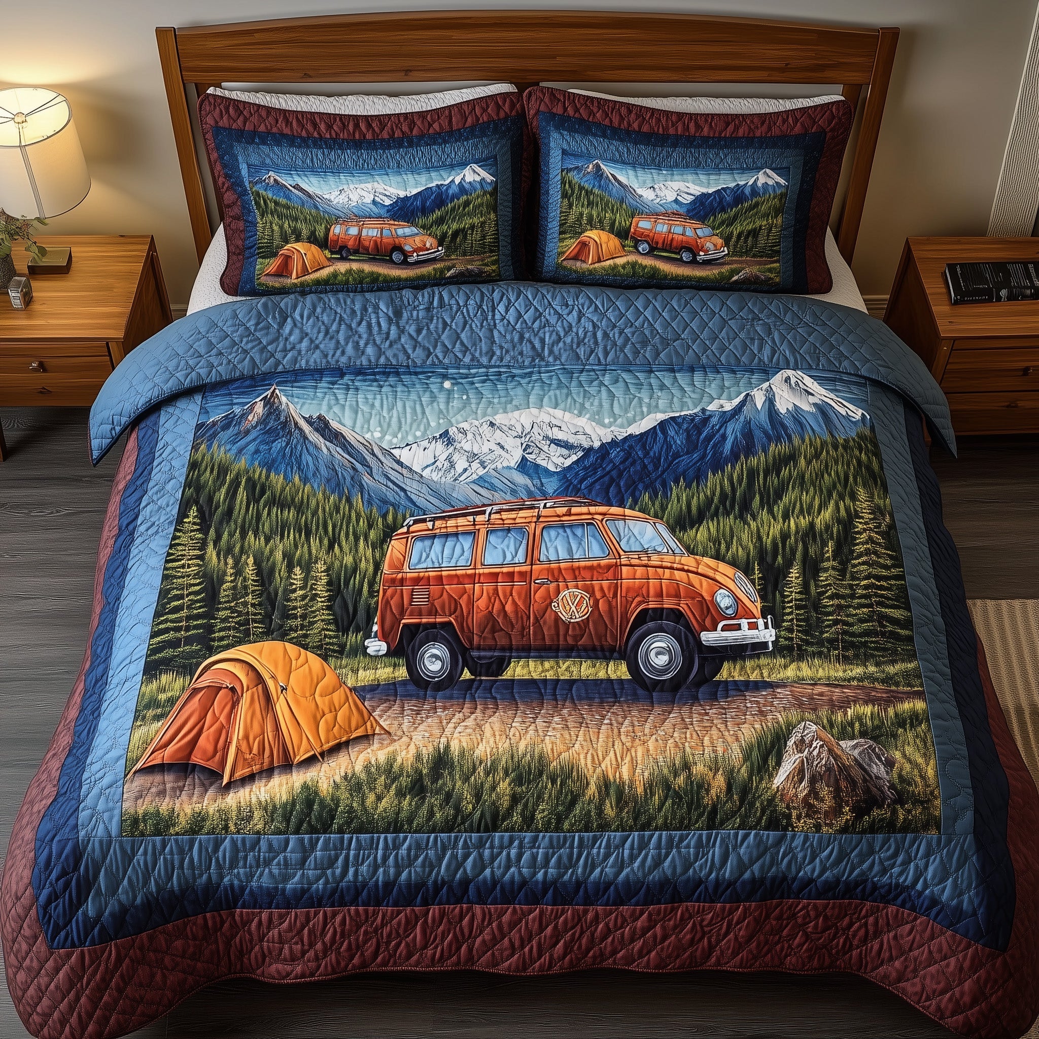 Wanderlust Retreat Quilted Bedding Set Duvet Cover Bedspread Gift For Campers