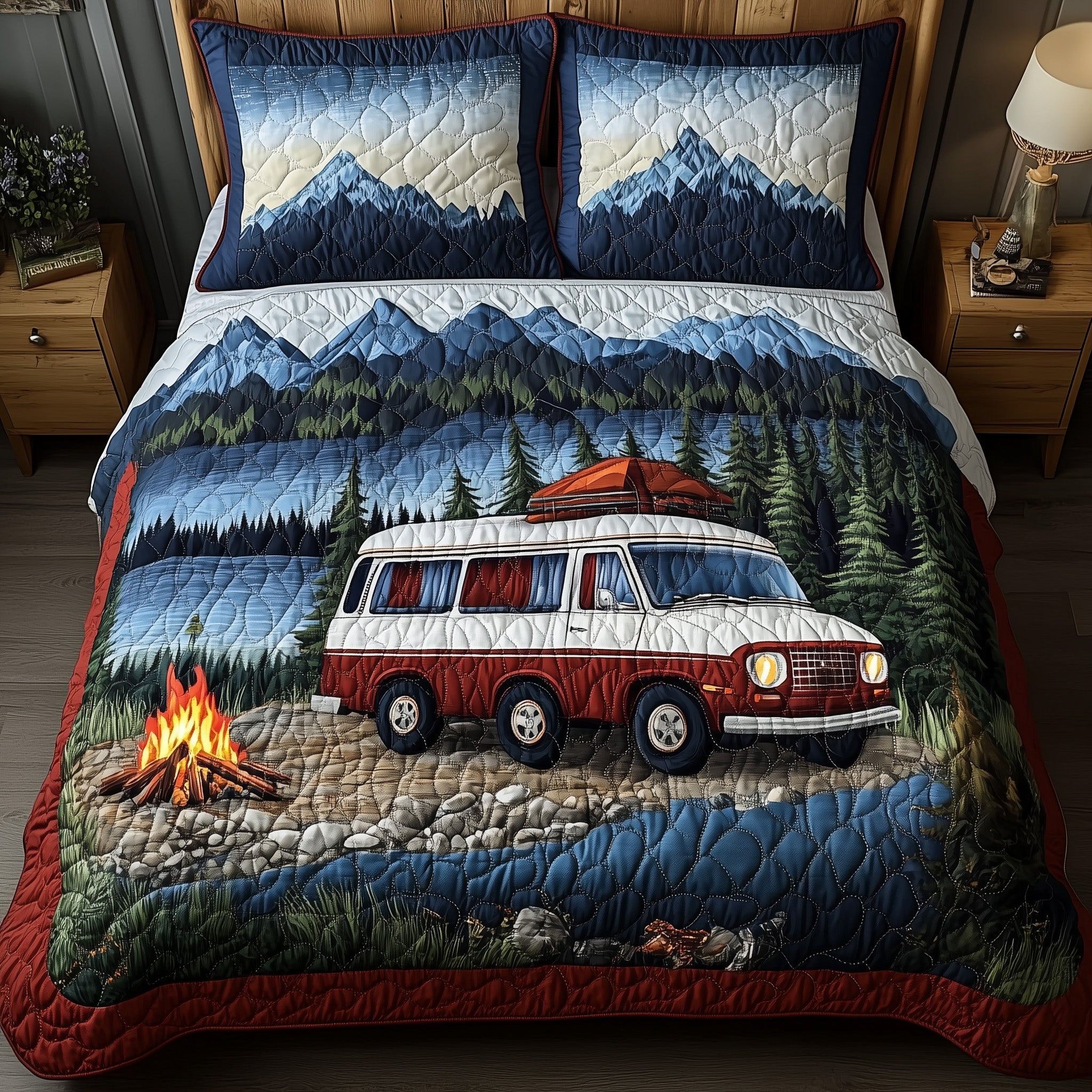 Wanderlust Retreat Quilted Bedding Set Duvet Cover Bedspread Gifts For People With Campers