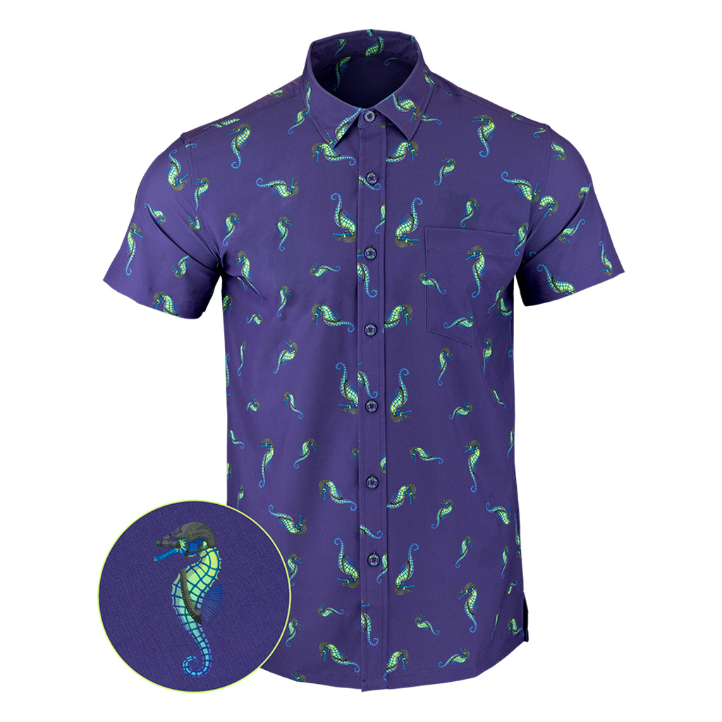 War Horse Blue Button Down Shirt Tactical Shirt Hawaiian Style Gifts For Guys