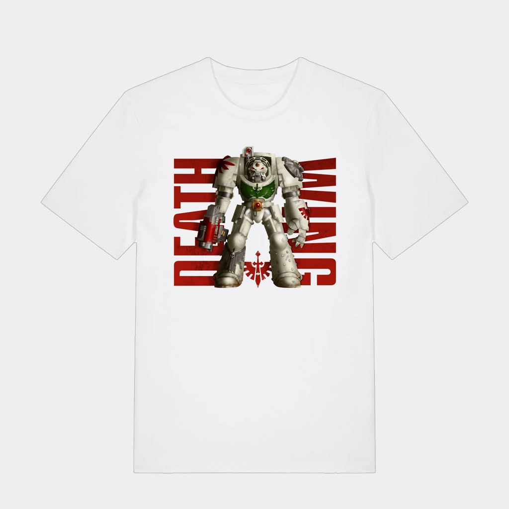 Warhammer Merch Dark Angels Deathwing White T-Shirt Birthday Gift For Son-1 Warhammer Merch Dark Angels Deathwing White T-Shirt Birthday Gift For Son-1