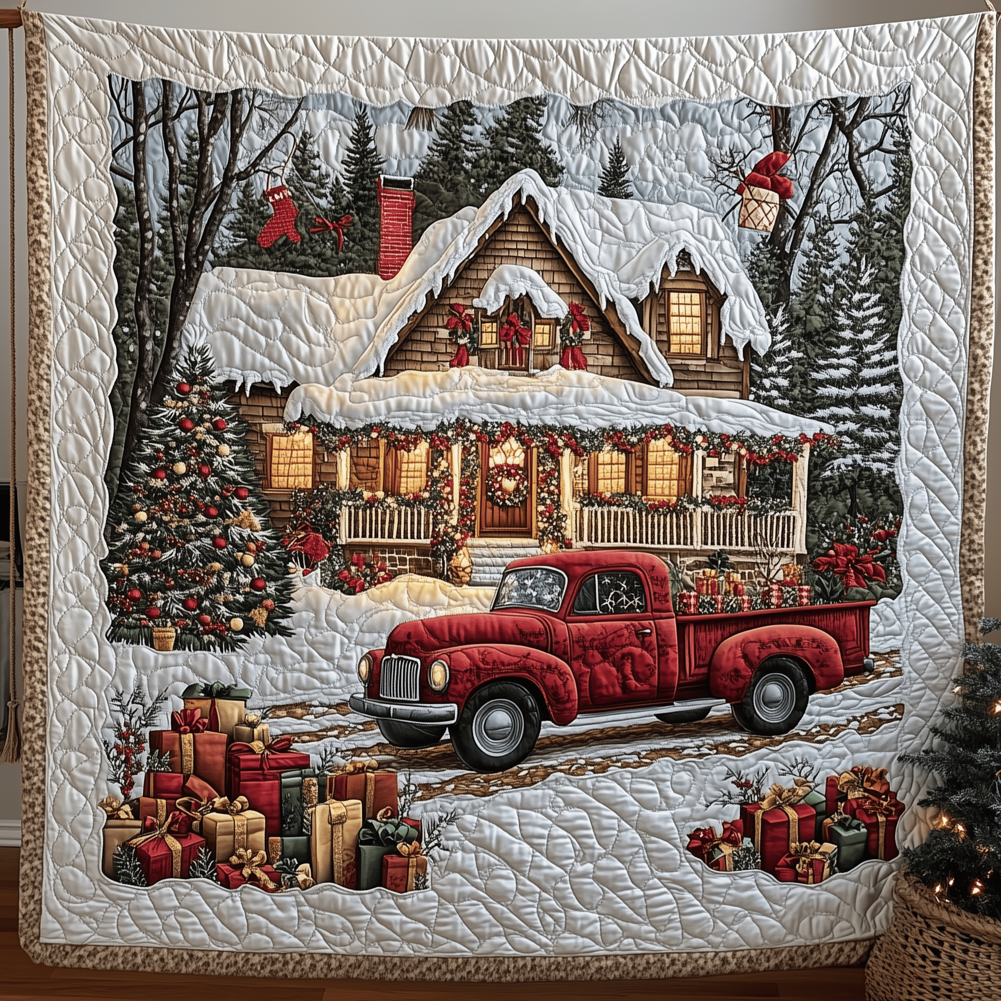 Warm And Cozy Cabin Quilted Blanket Christmas Throw Blanket Unique Christmas Gifts