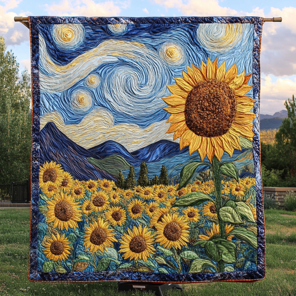 Warm Embrace Quilted Blanket Bed Christmas Decor Sunflower Presents