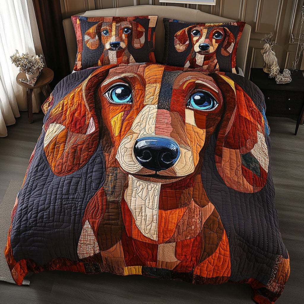 Warm Gaze Quilted Bedding Set Bedroom Decor Ideas Dachshund Gifts For Dog Lovers
