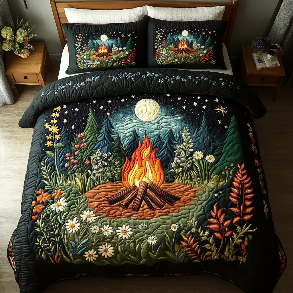 Warm Glow Quilted Bedding Set Cute Bedroom Decor Unique Ralated Camping Gifts