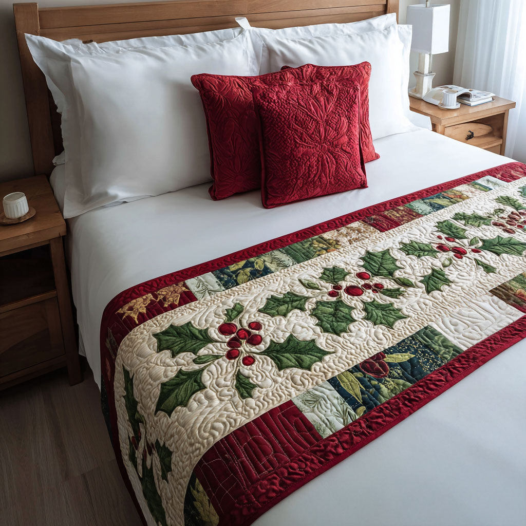 Warm Glow Tidings Quilted Bed Runner Christmas Bedroom Decor Family Xmas Ideas
