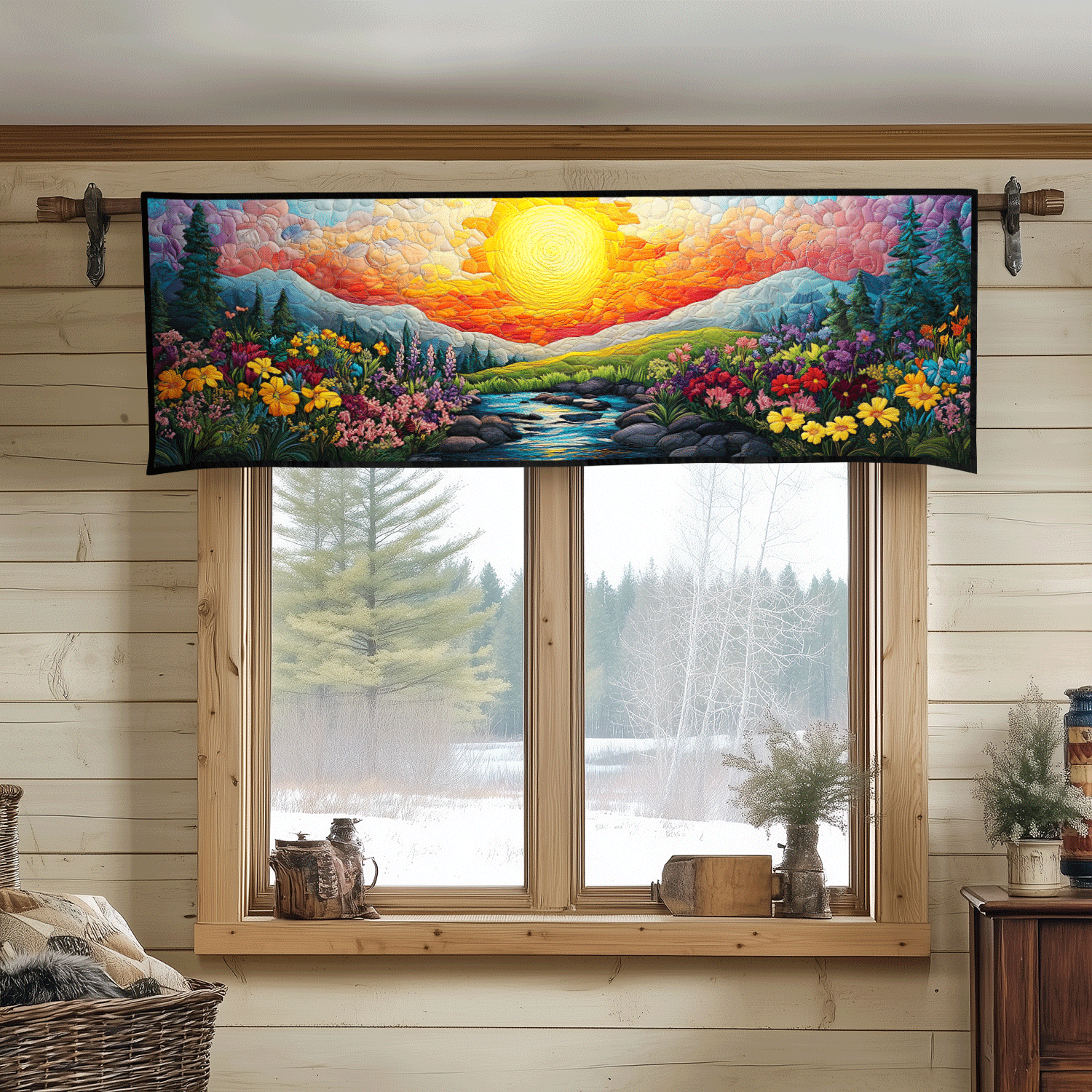 Warm Horizon Quilted Valance Dining Room Table Decorated For Christmas You Are My Sunshine Gifts For Him Her
