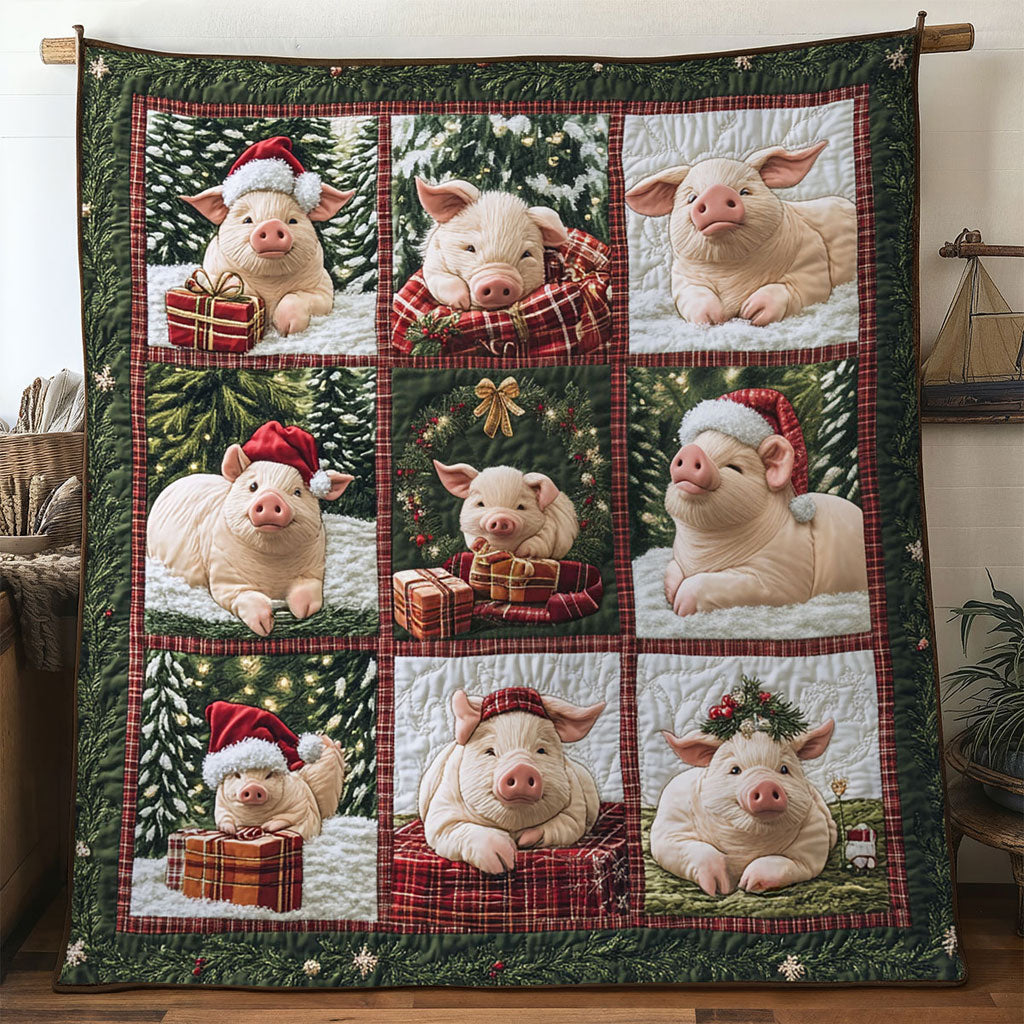 Warm Hug Pig Quilt Unique Holiday Gift Idea with Quilt Blanket