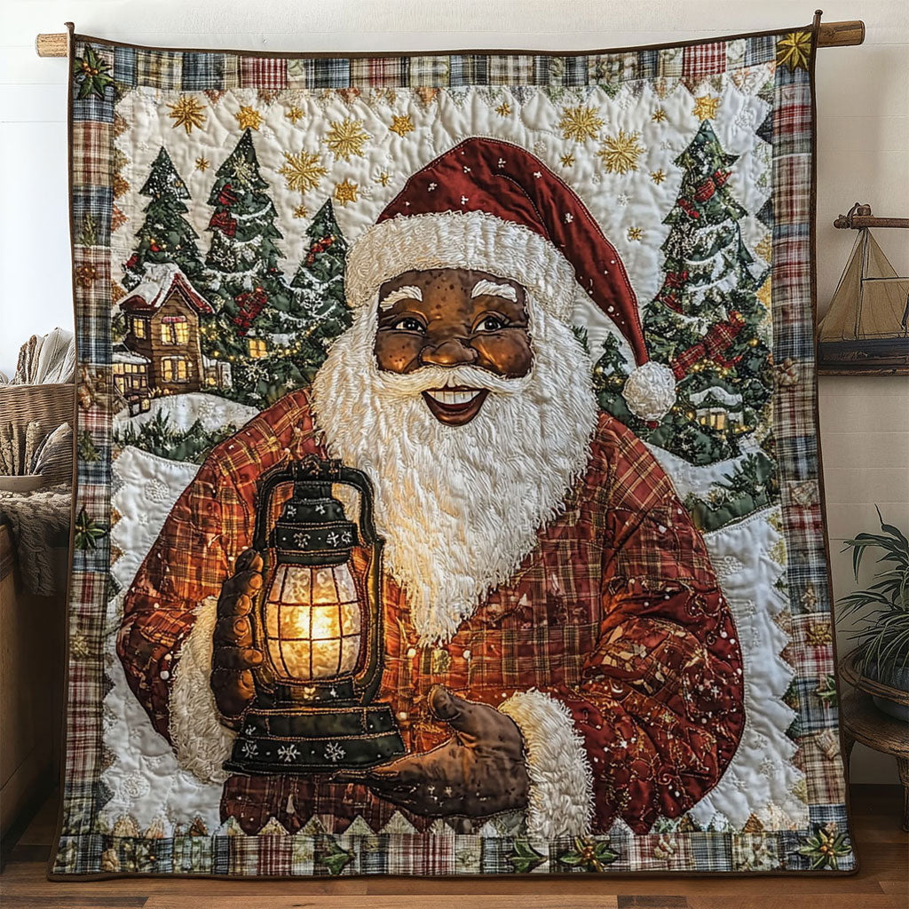 Warm Hugs Black Santa Claus Quilt Blanket Throw Blankets For Couch Christmas Presents For Mom