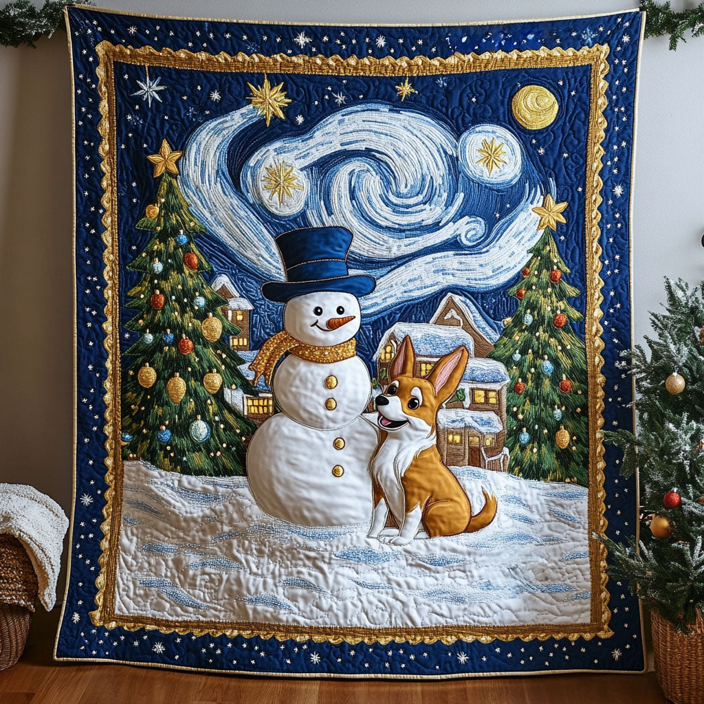 Warm Light Snowman Quilt Blanket Queen Size Blanket Gifts For Snowman Lovers