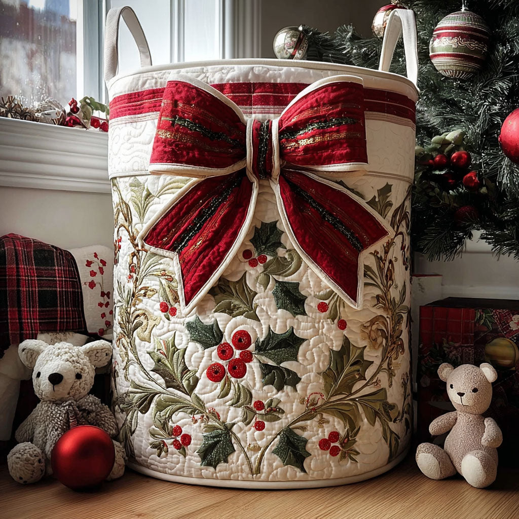 Warm Noel Quilted Laundry Basket Mother's Day Merch Gift