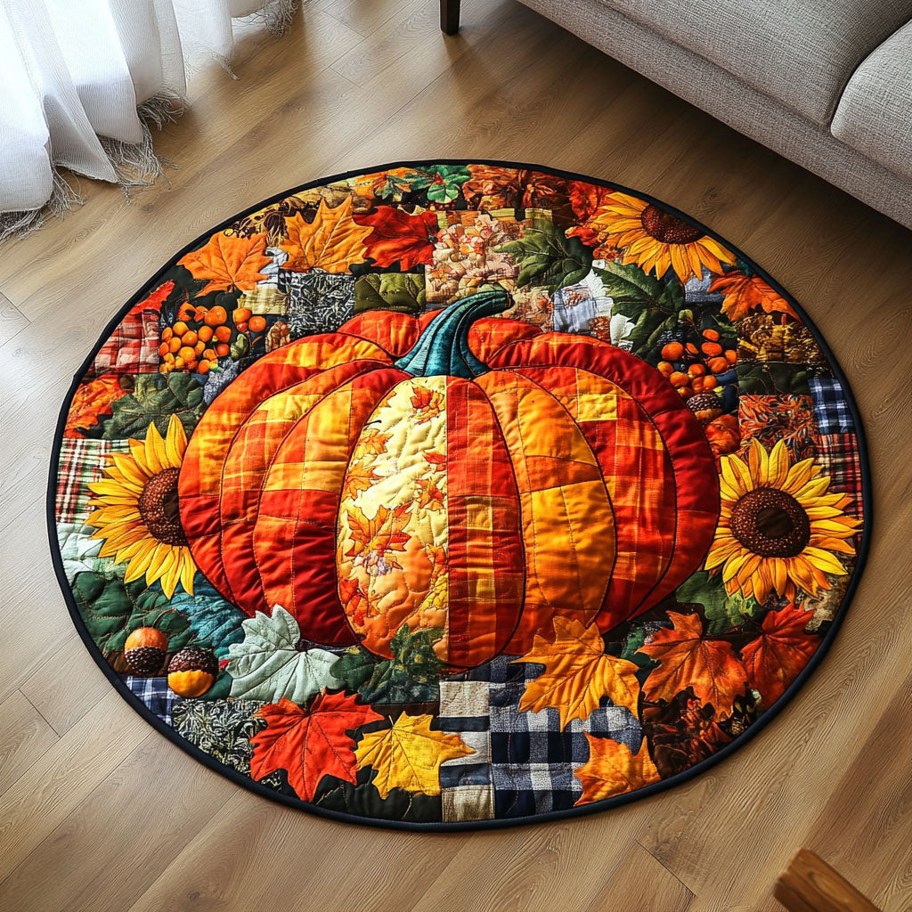 Warm Pumpkin Light Quilted Round Mat Entryway Christmas Decor Ideas Christmas Gifts For Ranchers