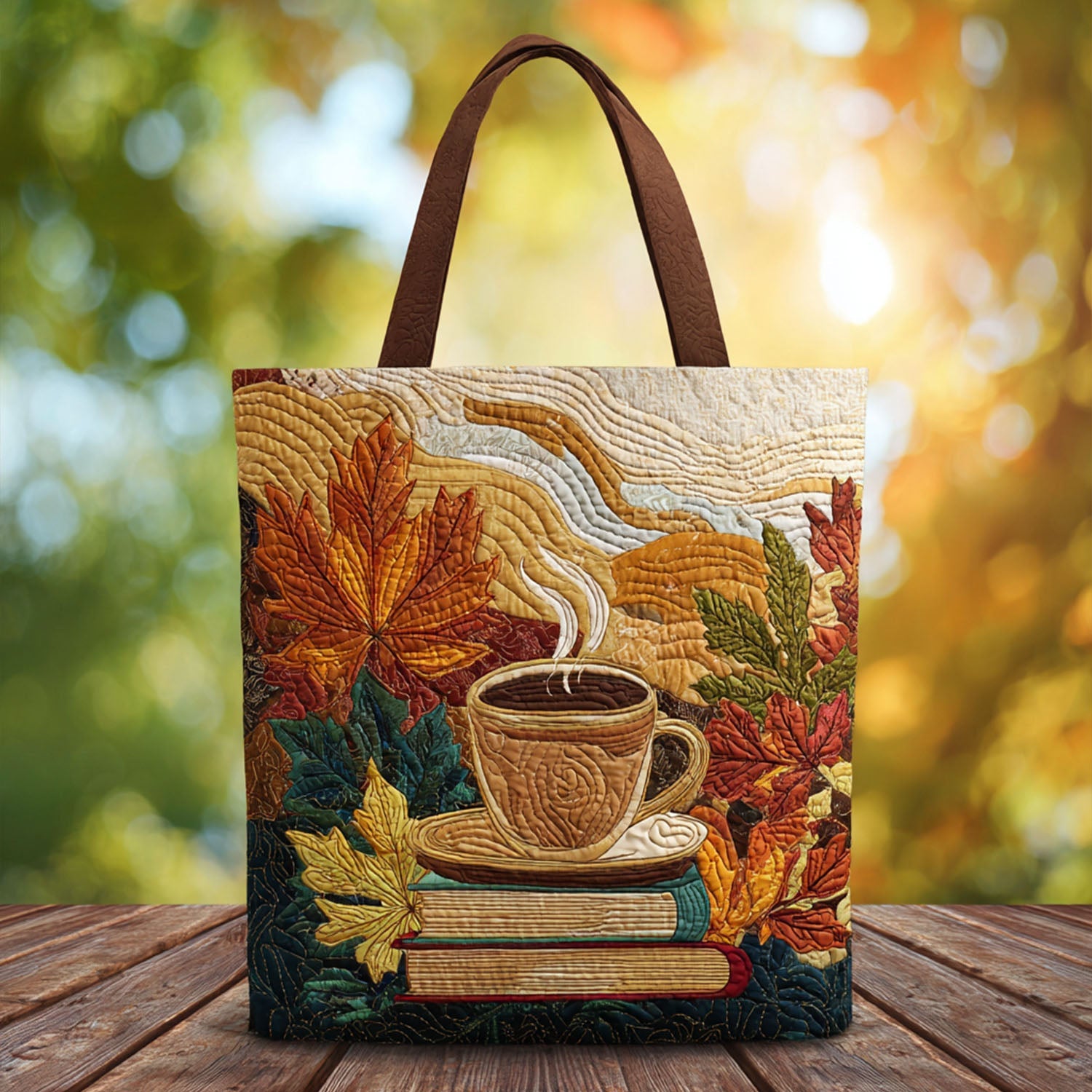Warm Sip Wonder Quilted Tote Bag Book Lover Gifts For Women