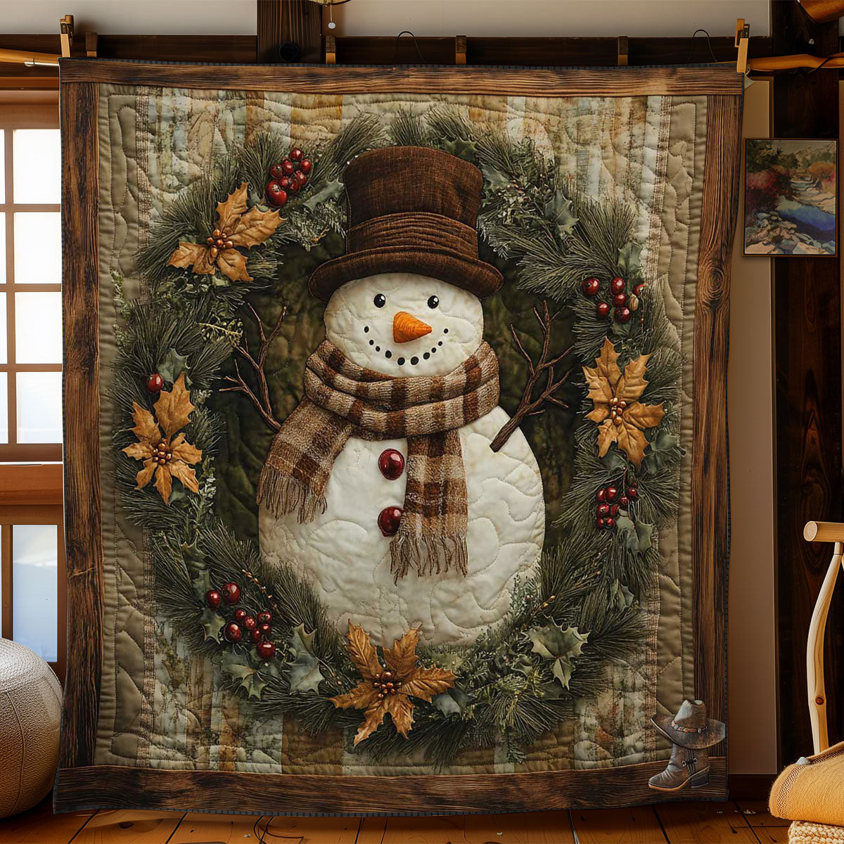Warm Snowman Xmas Quilted Blanket Blanket Coolf Gifts For Married Couples