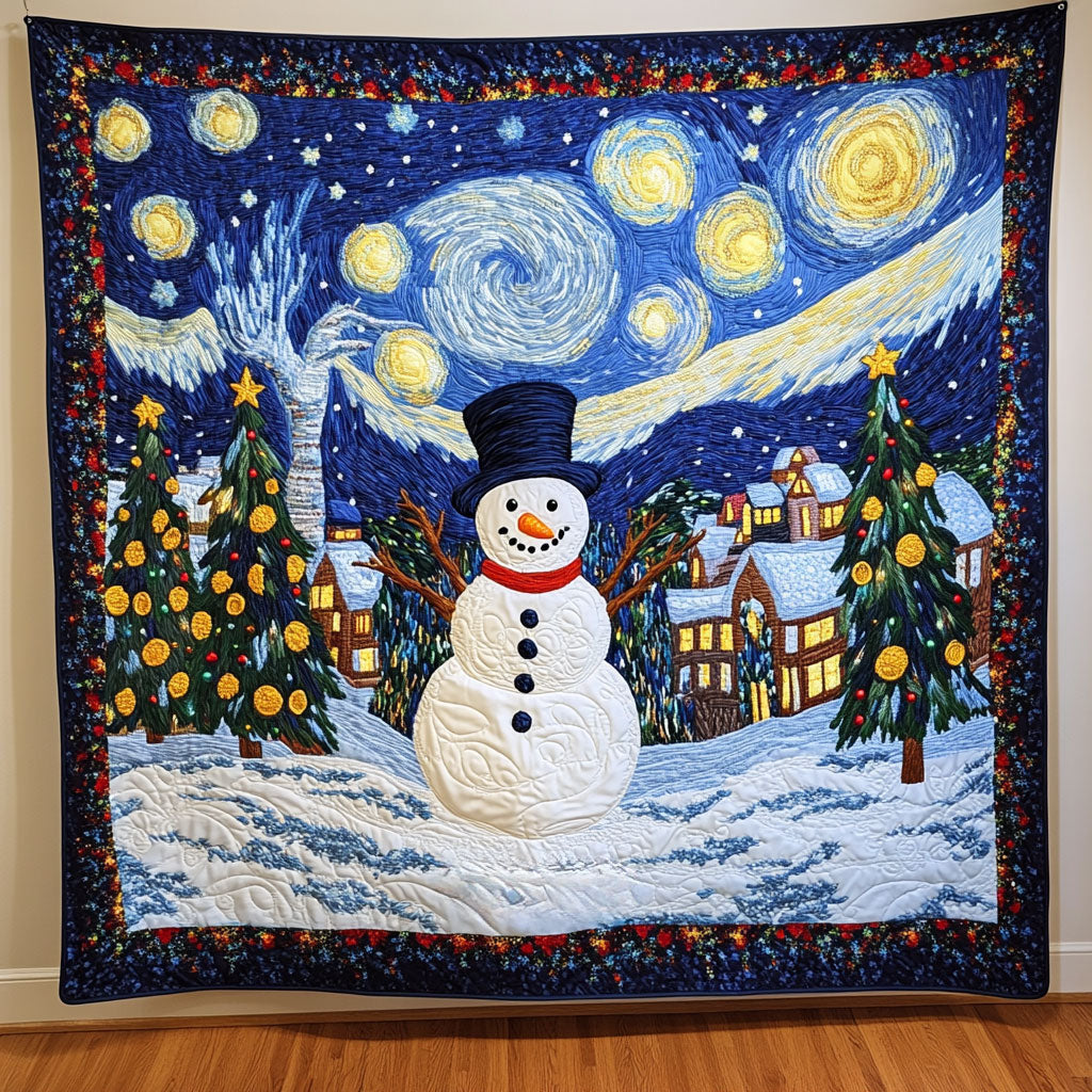 Warm Starry Snowman Quilt Blanket Queen Size Blanket Gifts For Snowman Lovers