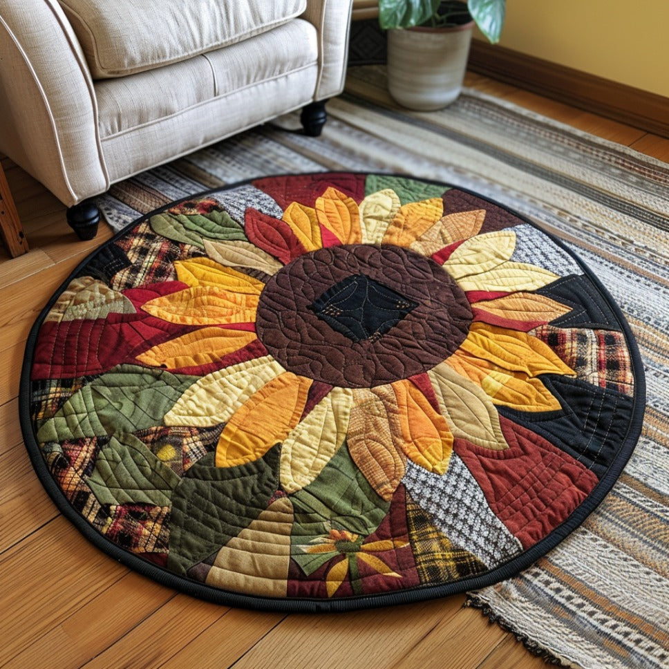 Warm Whimsy Quilted Round Mat Foyer Christmas Decor Gifts For Sunflower Lovers