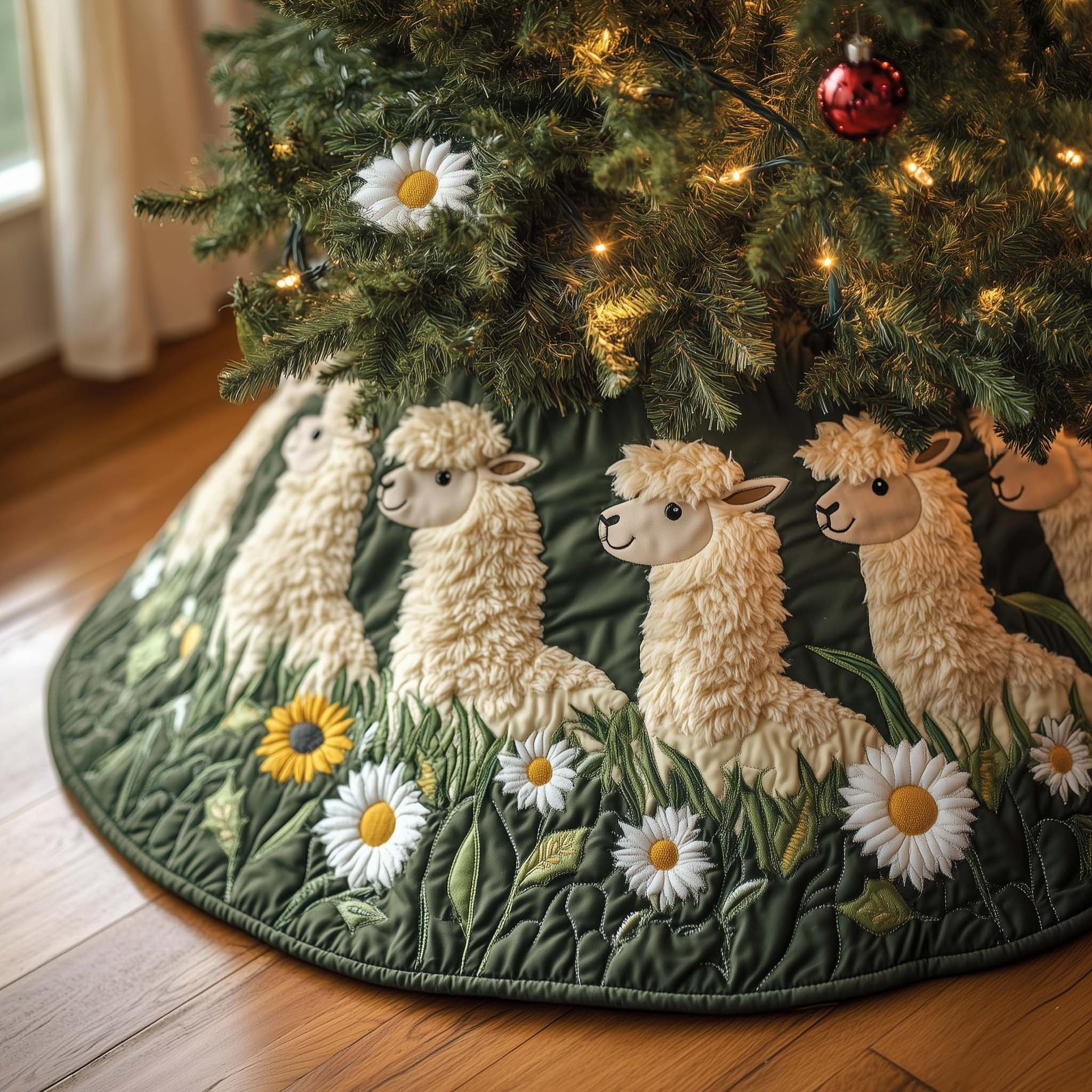 Warm Woolie Quilted Tree Skirt Seasonal Home Decorations Christmas Gift For Mother