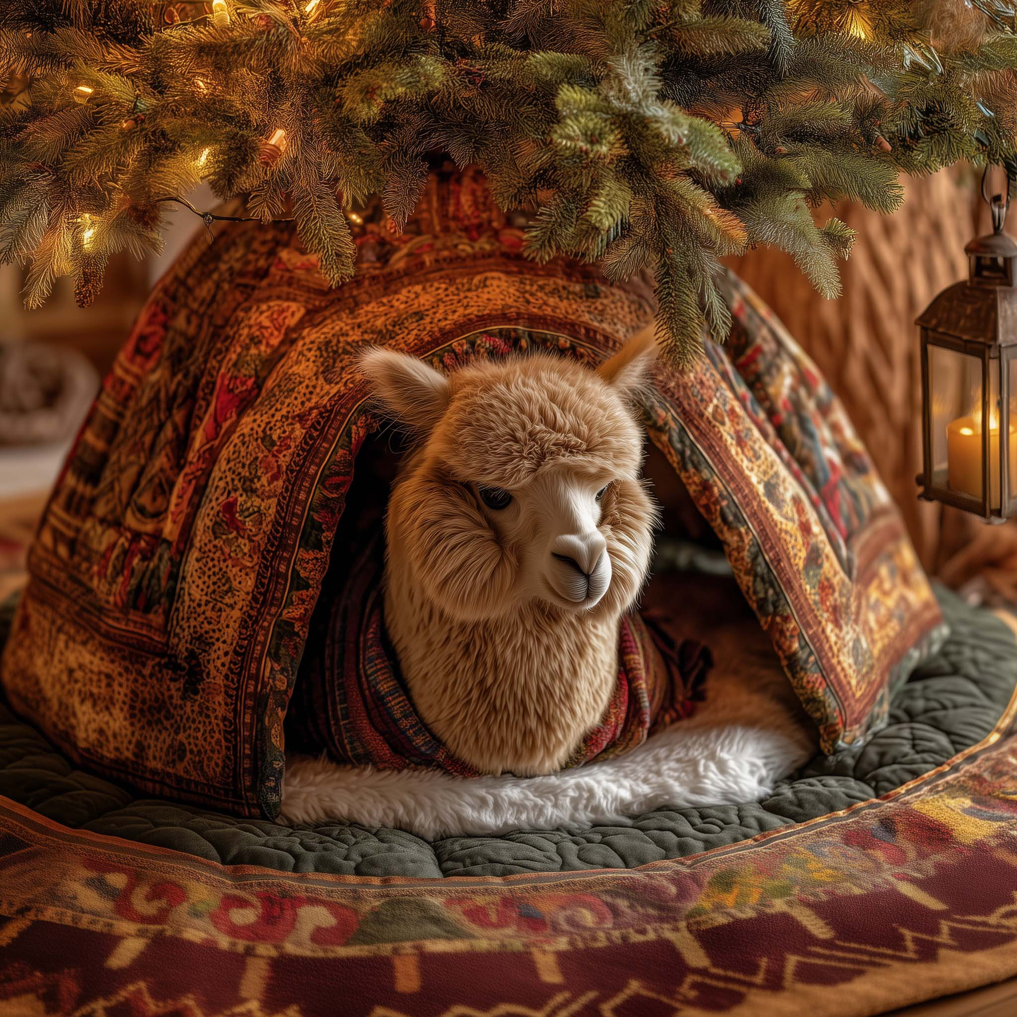 Warm Woolie Quilted Tree Skirt Seasonal Home Decorations Llama Lover Christmas Gifts