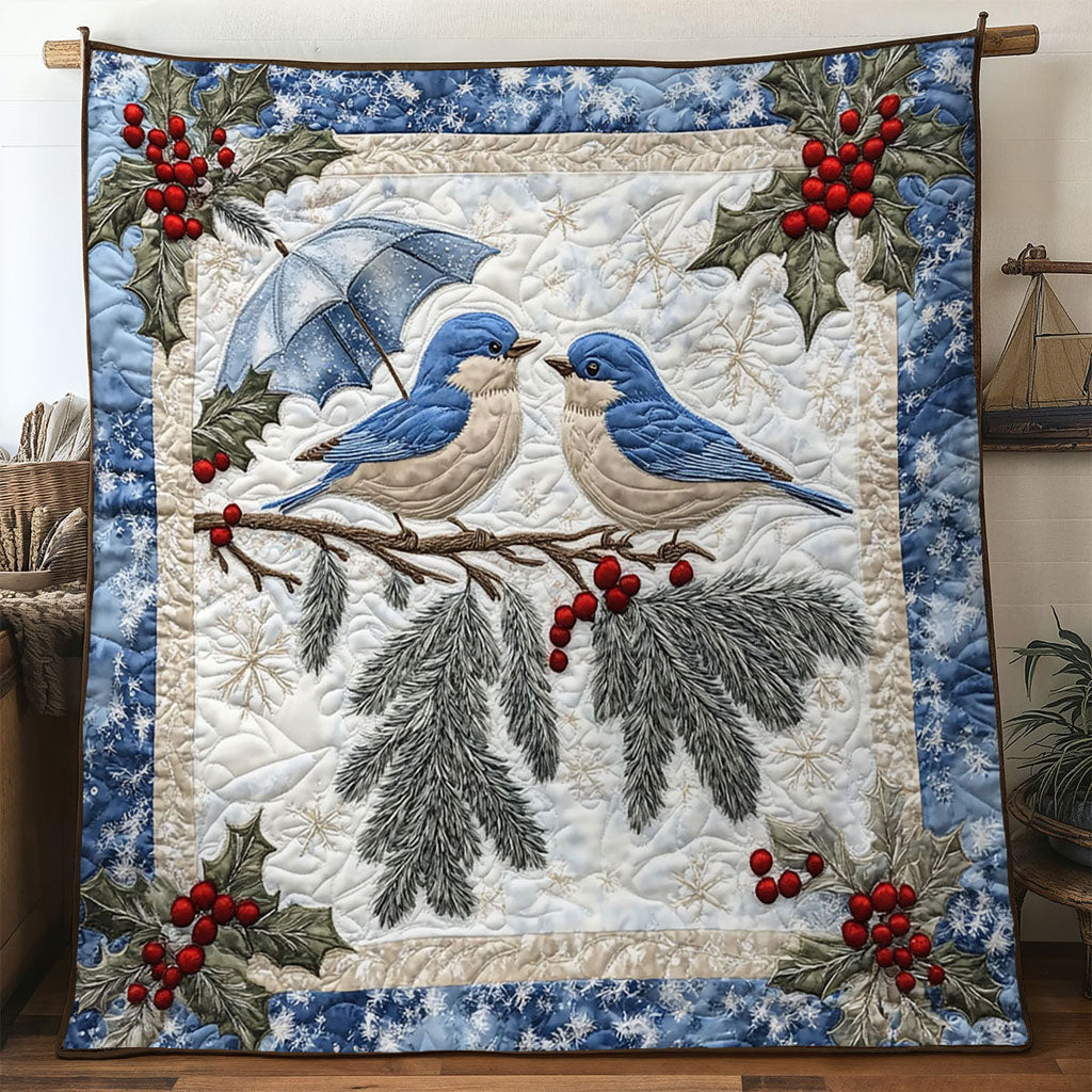 Warmth Bluebird Quilt Unique Holiday Gift Idea with Quilt Blanket