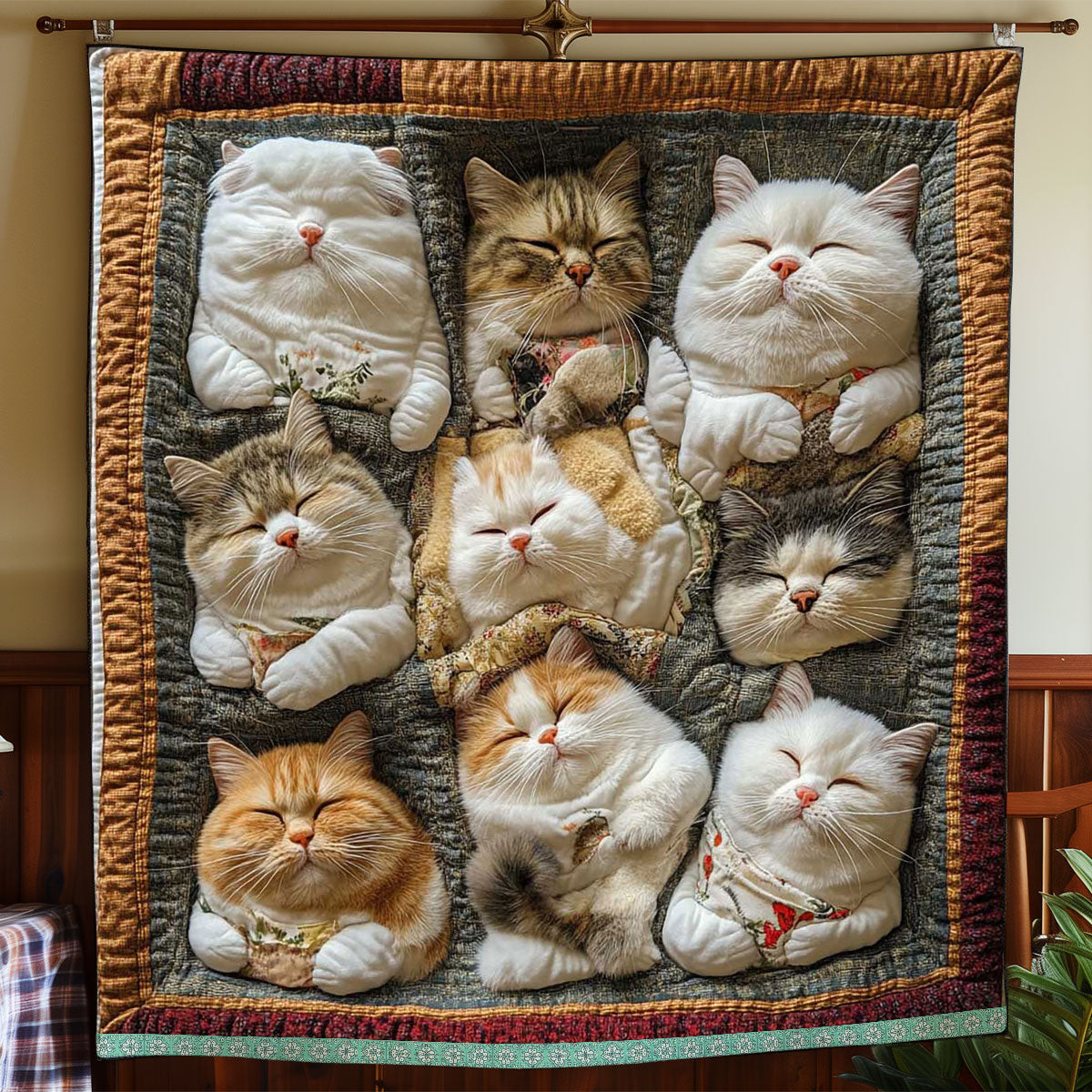 Warmy Cat Quilt Blanket King Size Throw Blanket Best Father's Day Gifts For Dad