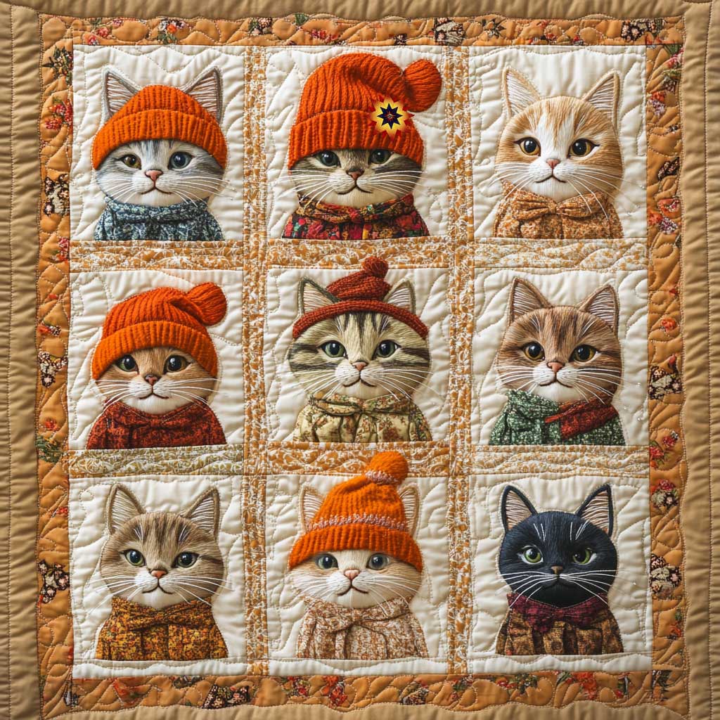 Warmy Winter Cat Quilt Blanket Best Throw Blanket Unique Gifts For Cat Onwers