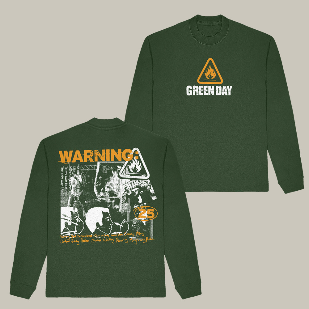 Warner Music Canada Merch Green Day Long Sleeve Shirt Warning Photo Green Day Apparel Gift Idea