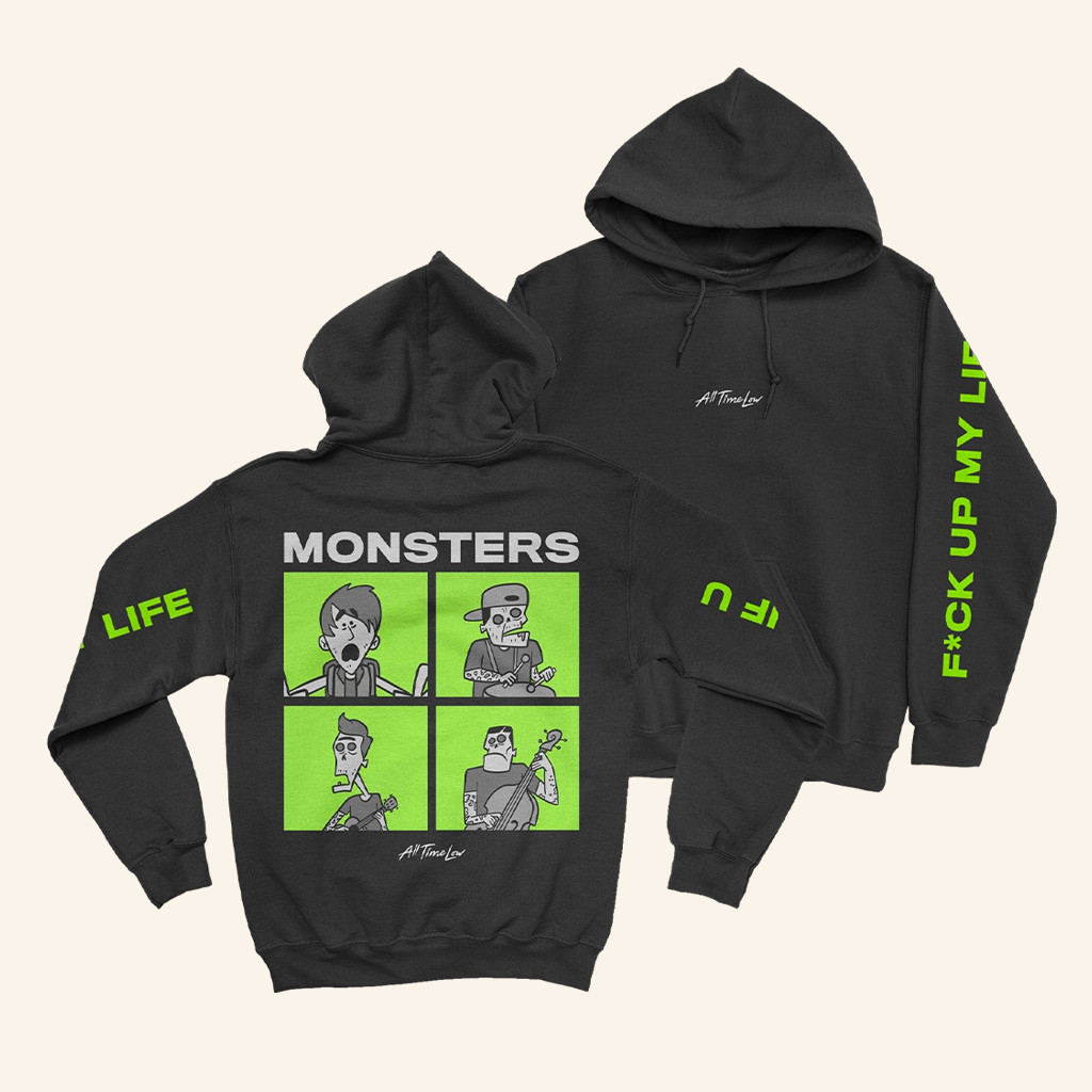 Warner Music Merch All Time Low Monsters Square Hoodie Gifts For Music Lovers Warner Music Merch All Time Low Monsters Square Hoodie Gifts For Music Lovers