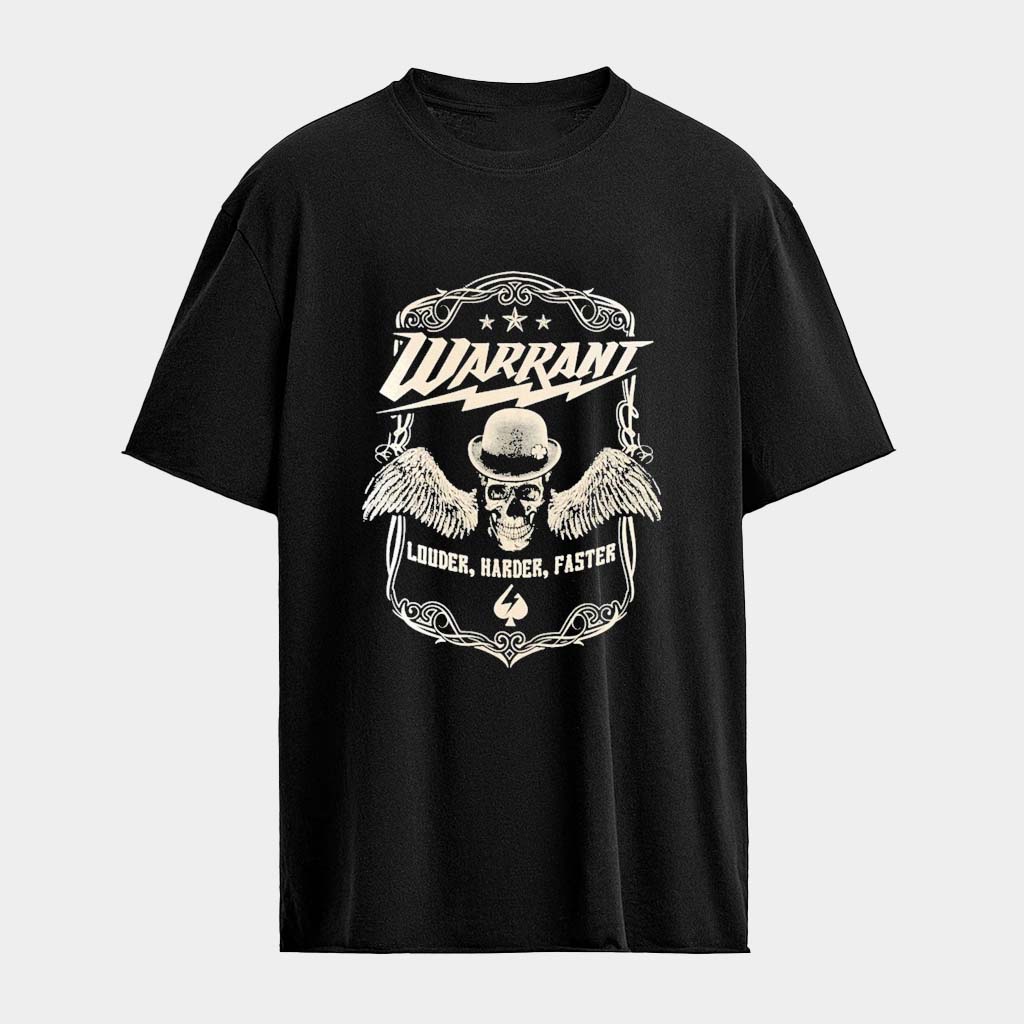 Warrant Louder Harder Faster Skull Wings T-shirt Warrant Merch Music Lover Gift Ideas For Him