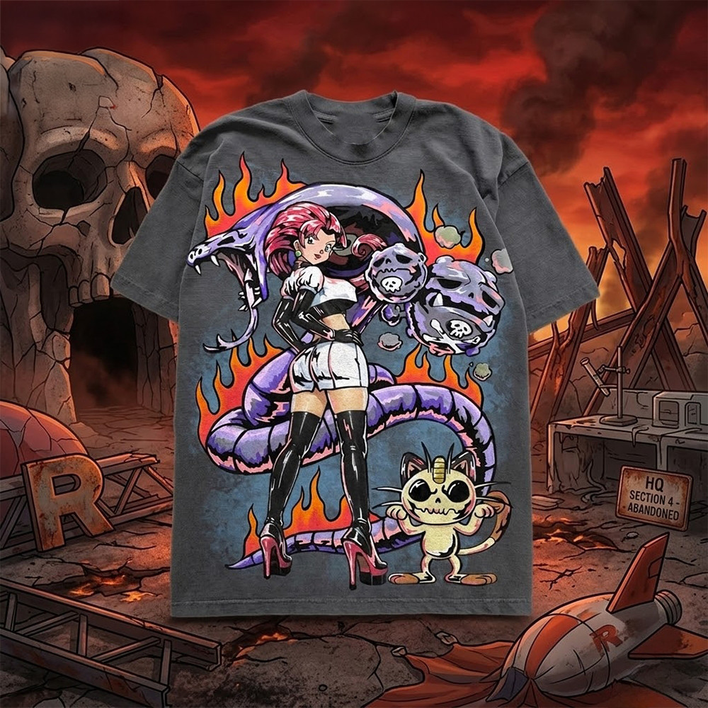 Warren Lotas Pokemon Rocket Jessie T-Shirt Warren Lotas Skeletal Meowth Shirt Adult Gift