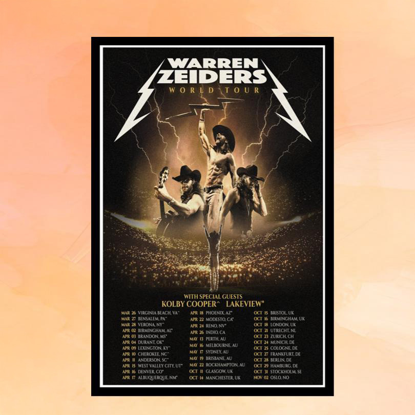 Warren Zeiders World Tour 2025 2026 Poster Home Decor Warren Zeiders Merch Gifts